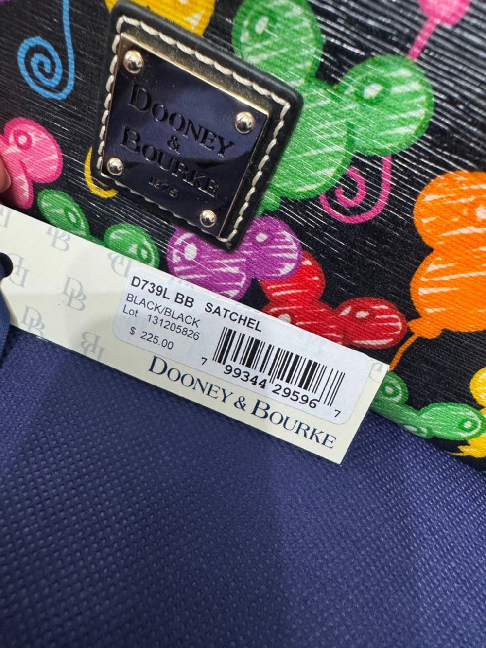 Dooney & Bourke Disney Rare 10th Anniversary Mickey Balloons Barrel Satchel Bag - Picture 6 of 12